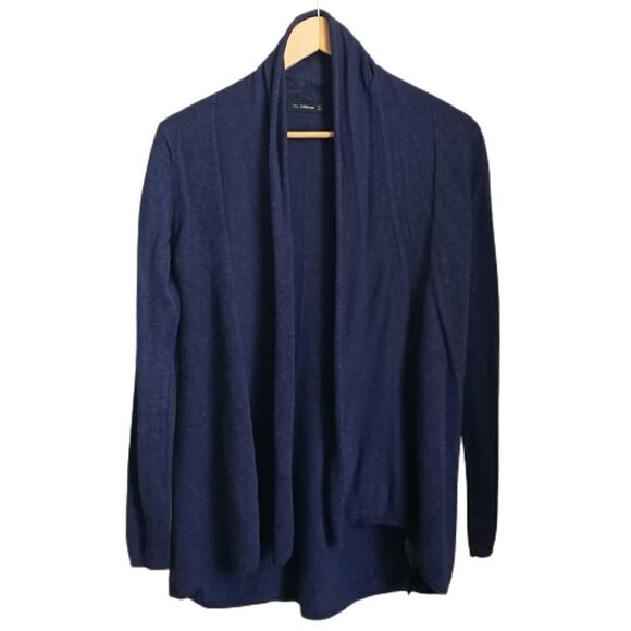ZARA Purple / Blue Thin Knit Casual Open Front Cardigan Size Small - Picture 1 of 13